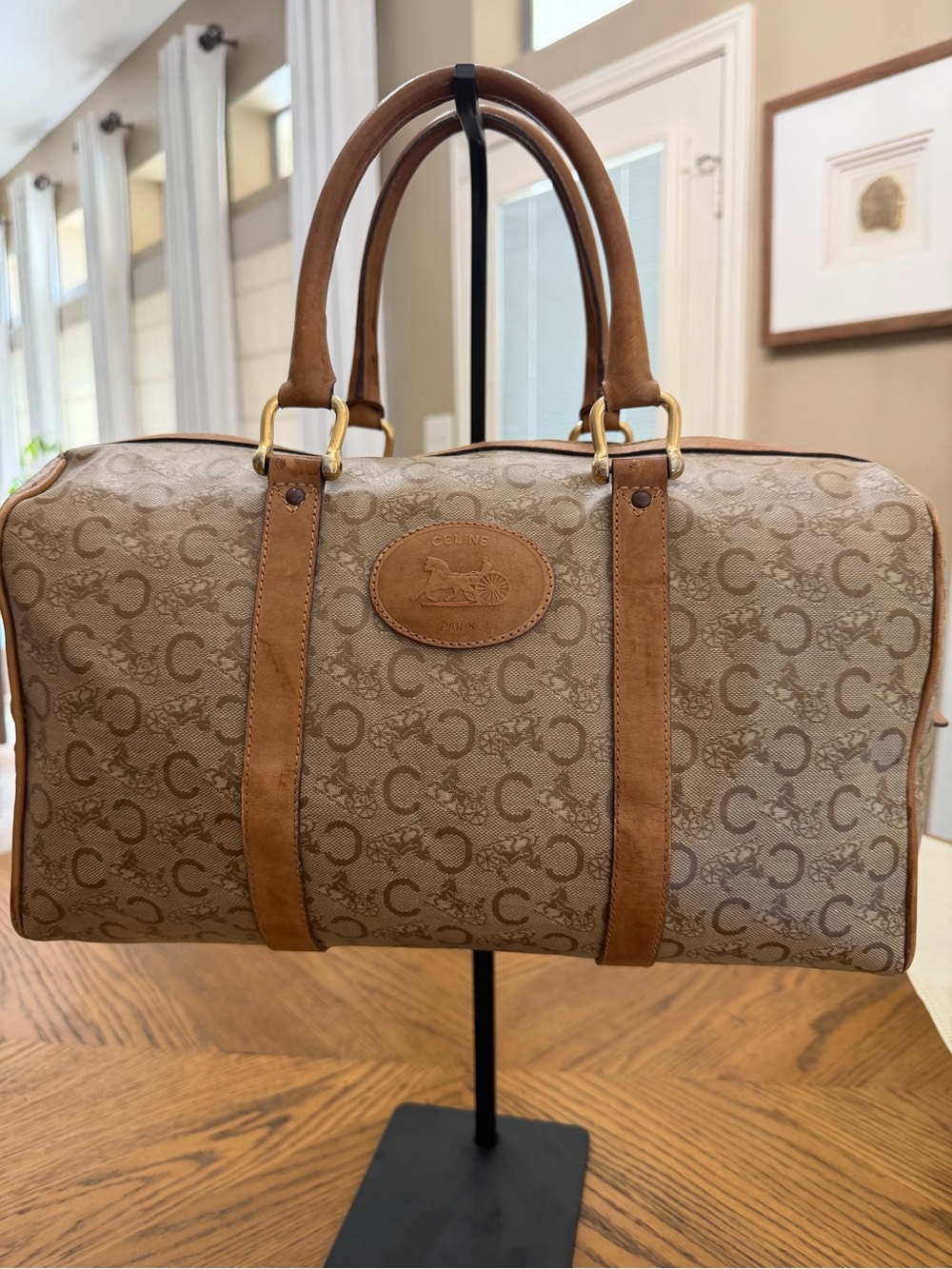 Vintage Celine Paris Macadam Sulky Horse and Carriage Boston Bag COA